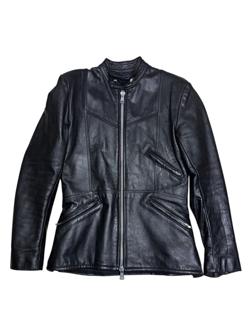 BRISTOL Vintage Golden Crown LEATHER Luxury Motorcycle Biker Jacket Womens Small